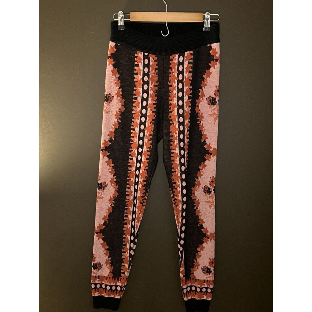 Intimately Free People XS Knit Pajama Pants Lounge Geometric Black Pink Orange
